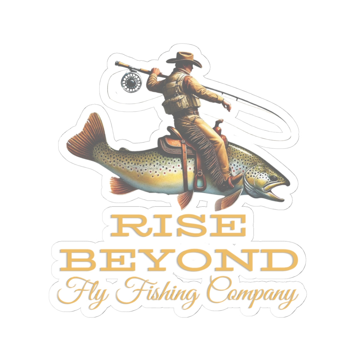 Cowboy Riding Trout Fly Fish Stickers