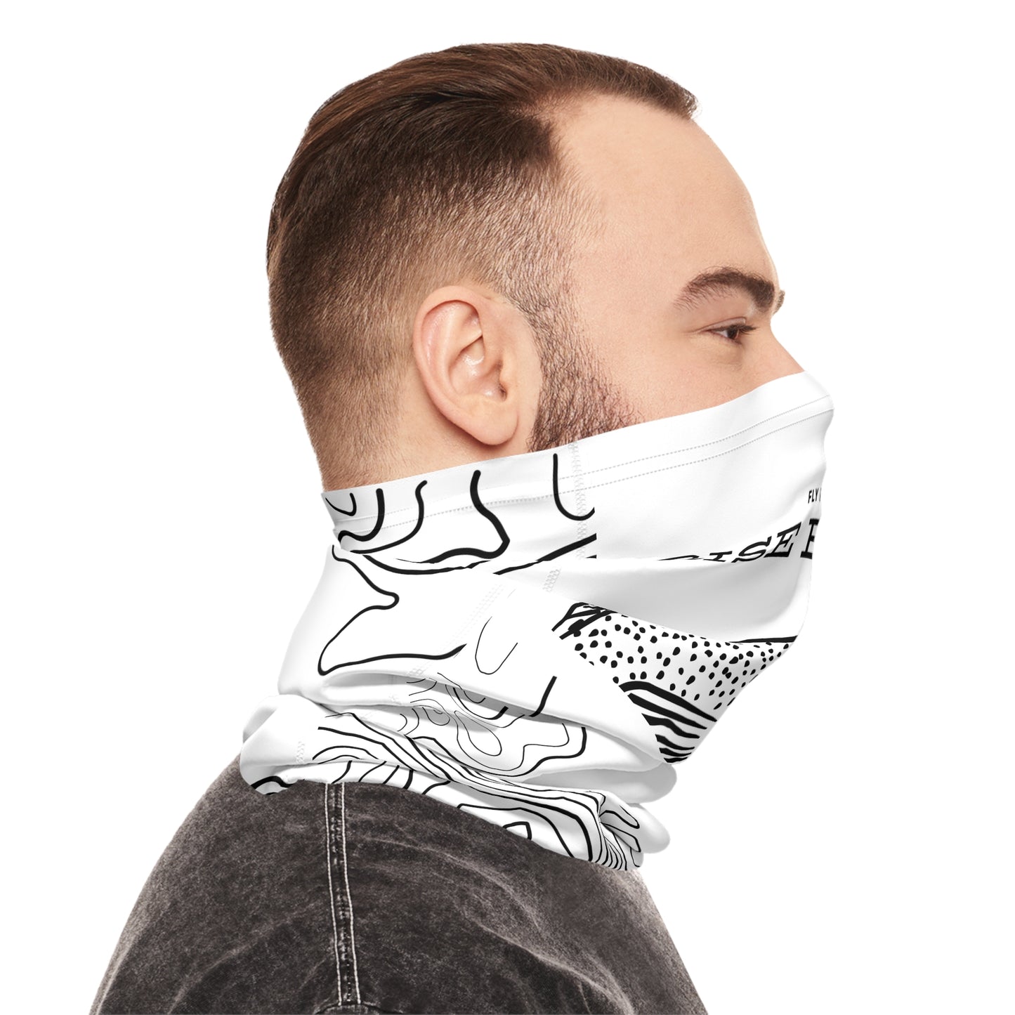 Rise Beyond Trout Head Topo Tube Scarf – Multifunctional Neck Gaiter & Sun Shield for Fishing and Outdoors