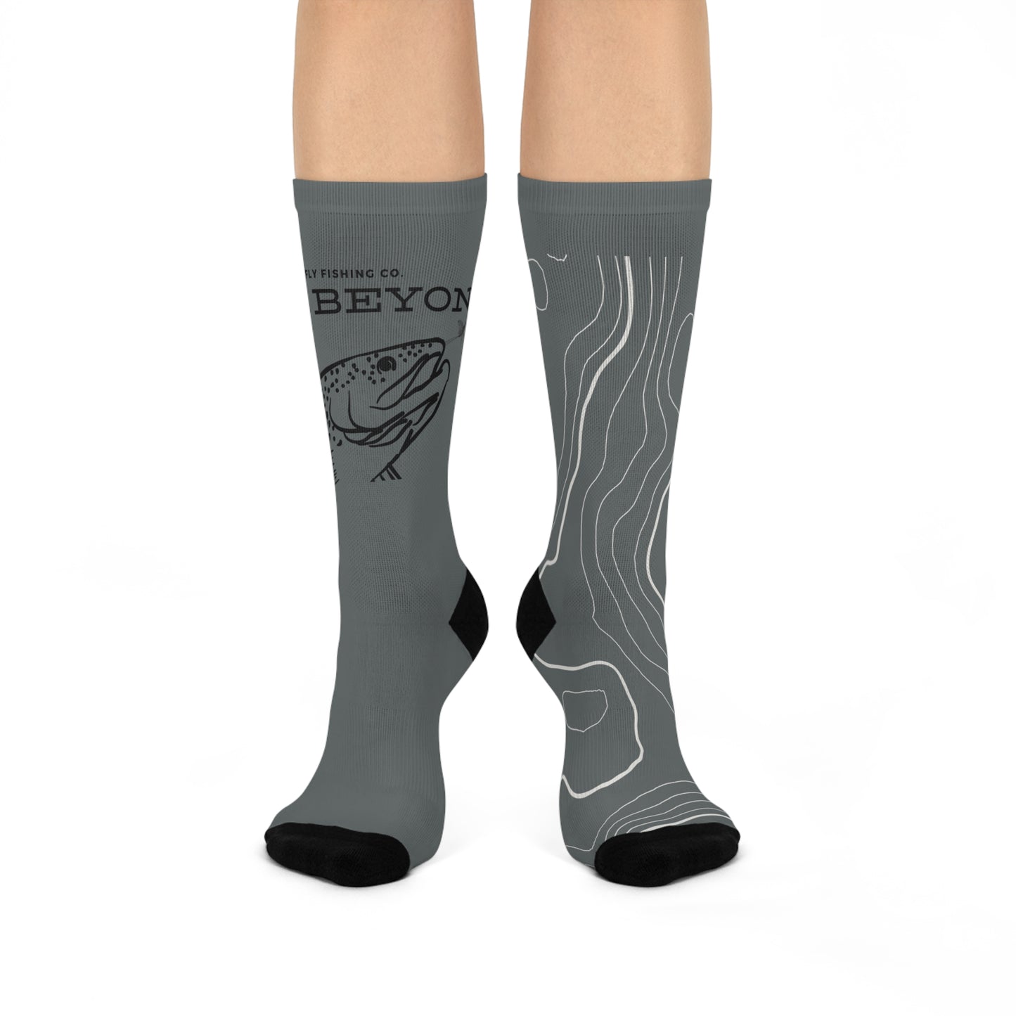Rise Beyond Trout Head Topo Socks Fishing Comfort Crew Socks