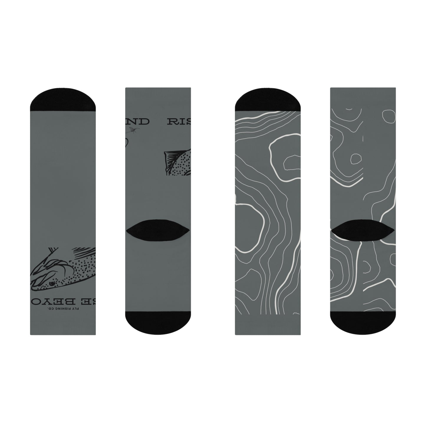 Rise Beyond Trout Head Topo Socks Fishing Comfort Crew Socks