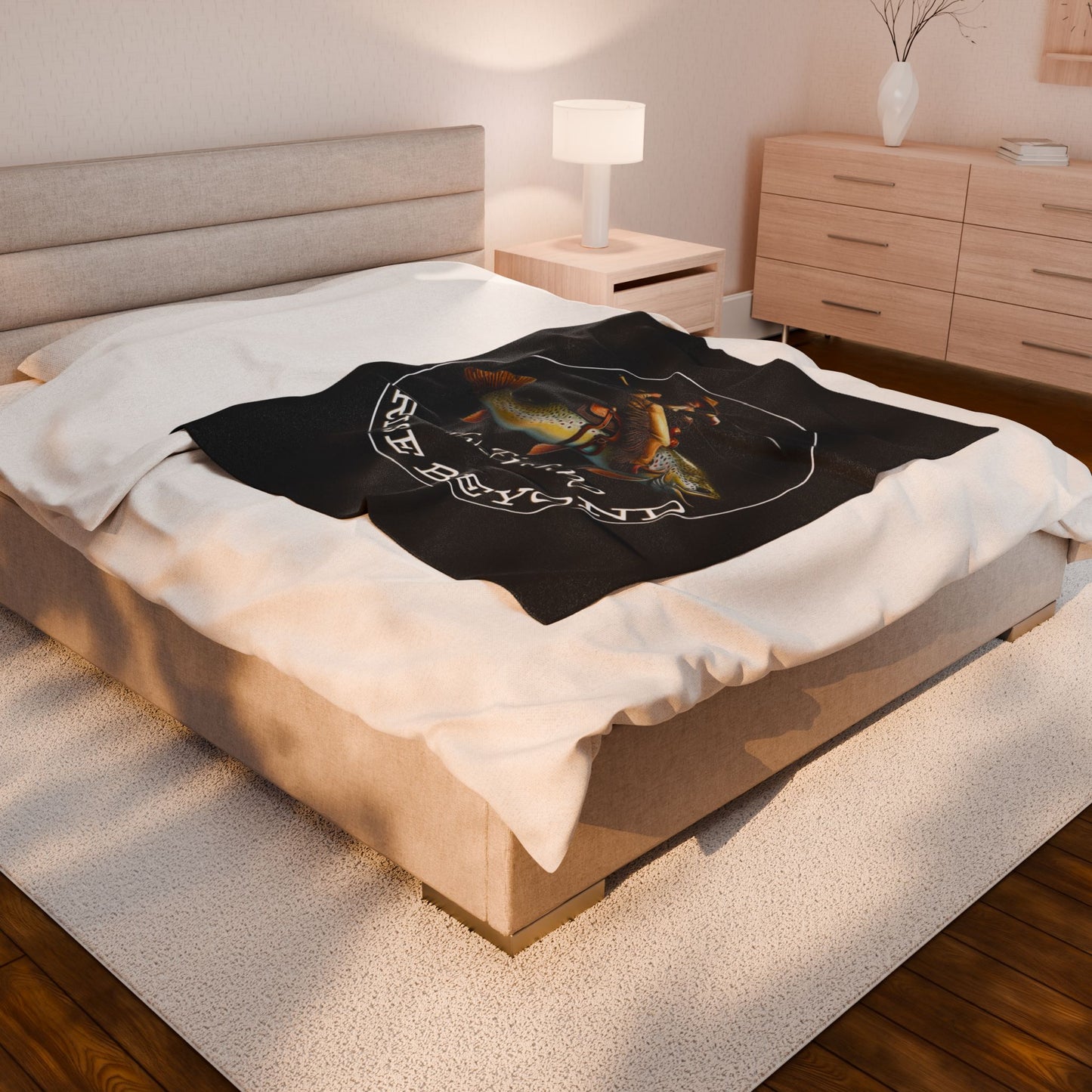 Rise Beyond Cowboy Trout Throw Blanket – Cozy Fleece for Home, Cabin & Camp