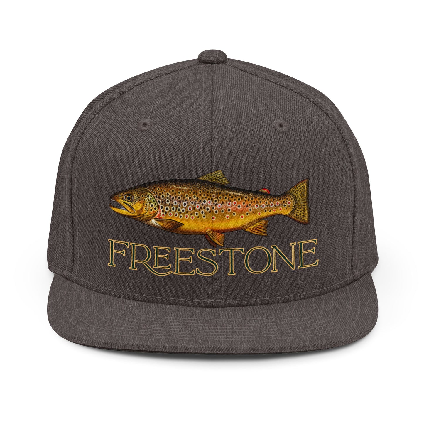 Freestone Hat Brown Trout | Embroidered Colorado Fly Fishing Trout Snapback Hat