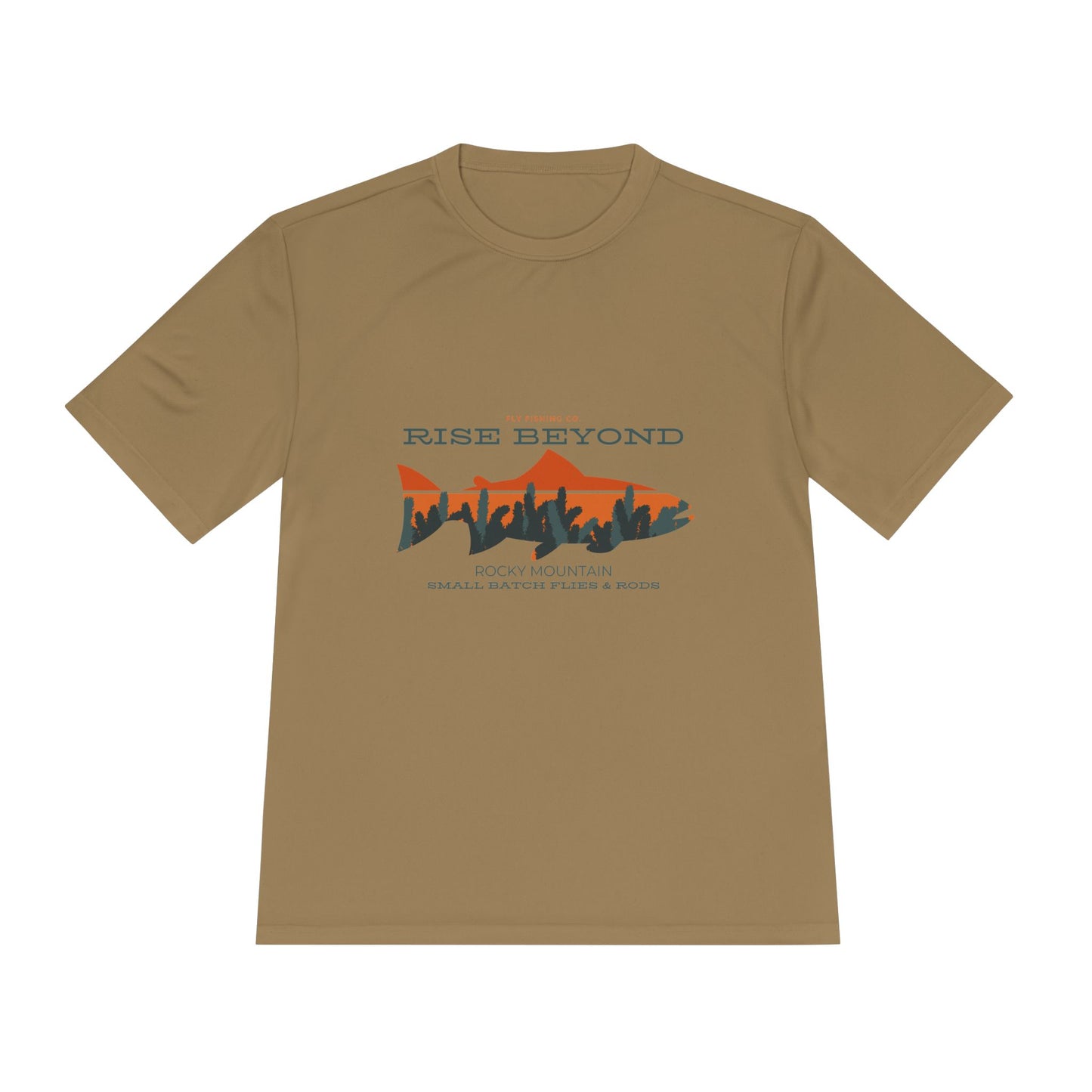 Rise Beyond Rocky Mountain Skyline Trout Tee - Adventure-Ready Unisex Moisture Wicking Tee