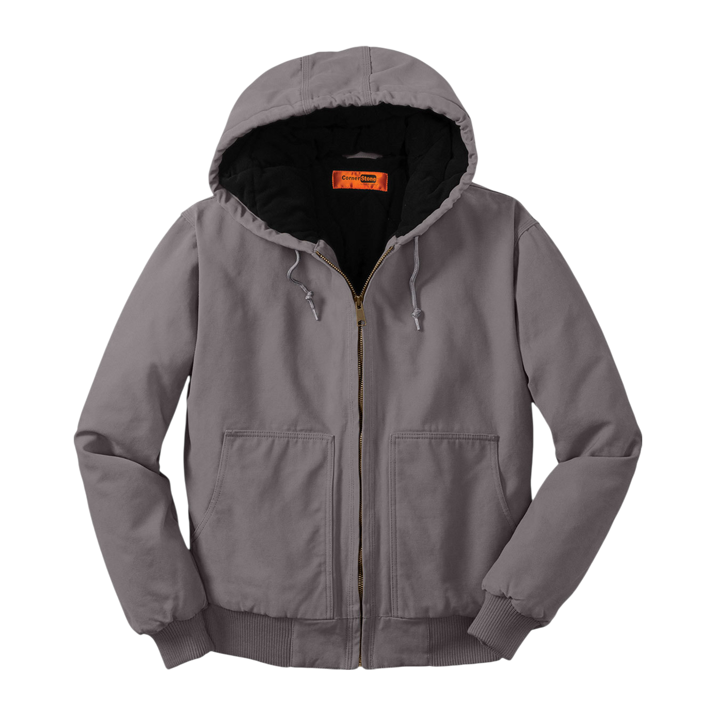 Embroidered Men's Duck Cloth Hooded Work Jacket – Durable Workwear with Logo Chest Stitching