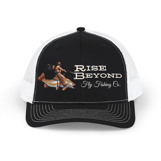Rise Beyond Cowboy Trout Logo Trucker Hat