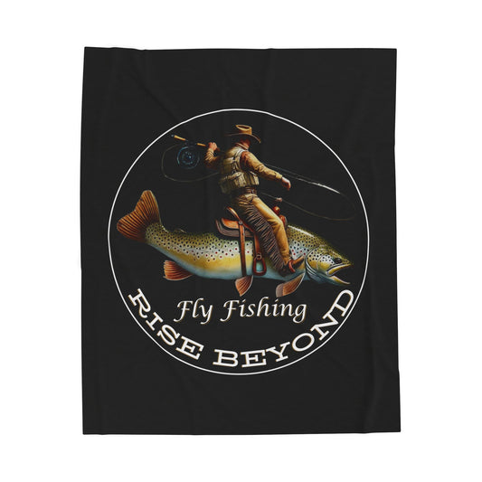 Rise Beyond Cowboy Trout Throw Blanket – Cozy Fleece for Home, Cabin & Camp