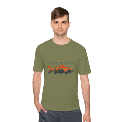 Rise Beyond Rocky Mountain Skyline Trout Tee - Adventure-Ready Unisex Moisture Wicking Tee
