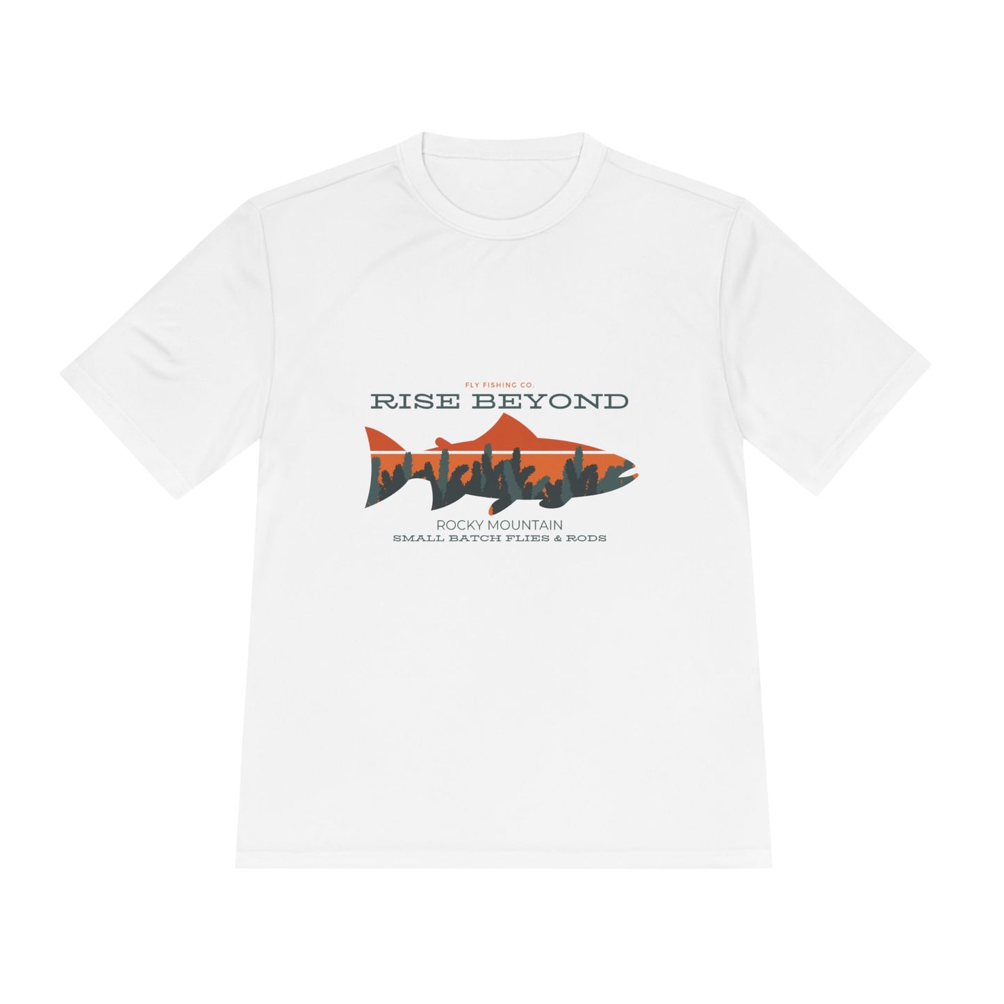 Rise Beyond Rocky Mountain Skyline Trout Tee - Adventure-Ready Unisex Moisture Wicking Tee