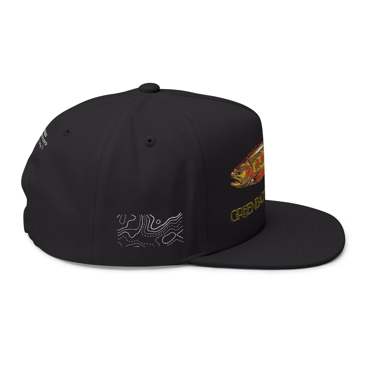 Greenback Cutthroat Hat Embordered | Trout of the Divide Colorado Fly Fishing | Snap Back Flat Bill | Topo