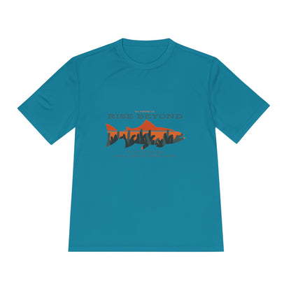 Rise Beyond Rocky Mountain Skyline Trout Tee - Adventure-Ready Unisex Moisture Wicking Tee