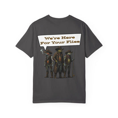 We’re Here for Your Flies – Outlaw Trio Fly Fishing Tee Cowboy Graphic T-Shirt Cowboy Humor