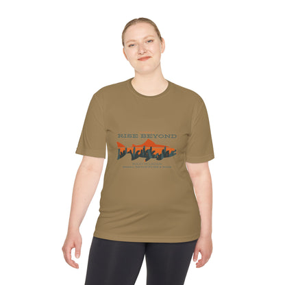 Rise Beyond Rocky Mountain Skyline Trout Tee - Adventure-Ready Unisex Moisture Wicking Tee