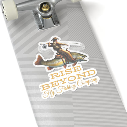Cowboy Riding Trout Fly Fish Stickers