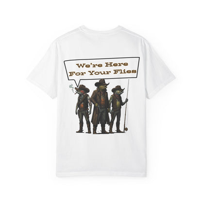 We’re Here for Your Flies – Outlaw Trio Fly Fishing Tee Cowboy Graphic T-Shirt Cowboy Humor