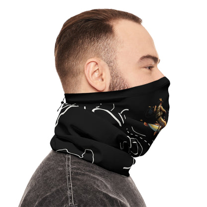 Rise Beyond Fly Fishing Winter Neck Gaiter — Topographic Black Cold-Weather Face Mask with Drawstring