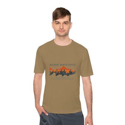 Rise Beyond Rocky Mountain Skyline Trout Tee - Adventure-Ready Unisex Moisture Wicking Tee