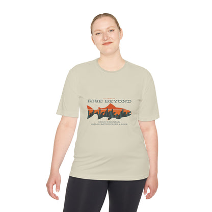 Rise Beyond Rocky Mountain Skyline Trout Tee - Adventure-Ready Unisex Moisture Wicking Tee