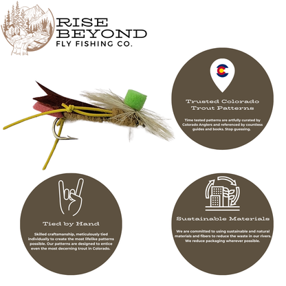 Parachute Hopper Fly Pack –  High-Vis Grasshopper Dry Flies