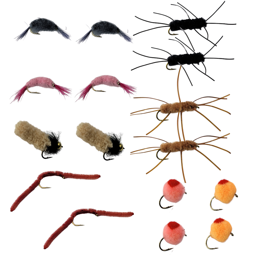 Sure Hit Nymph Fly Assortment – Euro Nymphing – Scuds, Mop Flies, San Juan Worms, Pat’s Rubber Legs, and Eggs