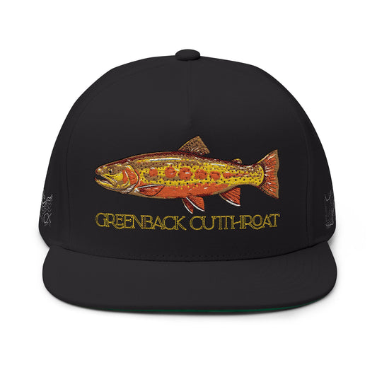 Greenback Cutthroat Hat Embordered | Trout of the Divide Colorado Fly Fishing | Snap Back Flat Bill | Topo