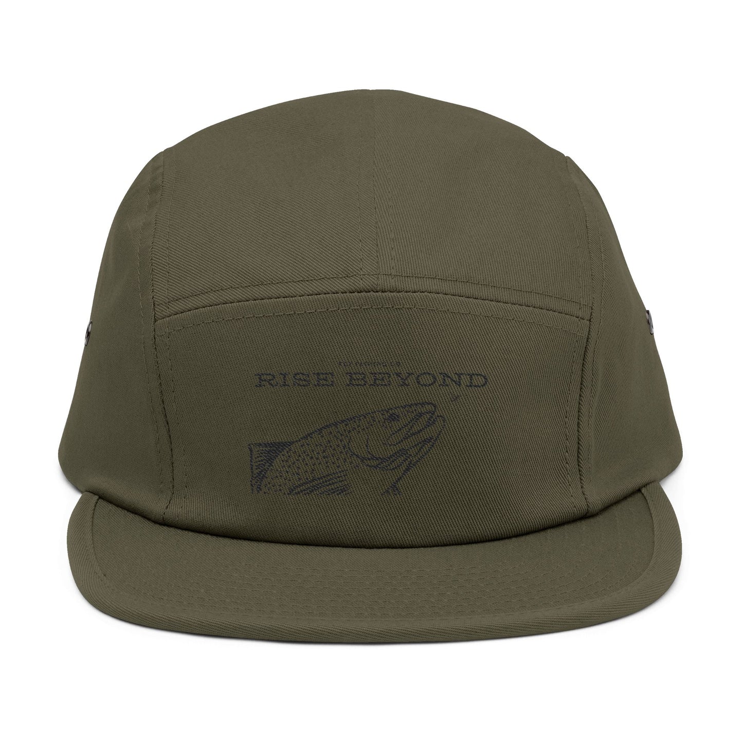 Rise Beyond Fish Embroidered 5-Panel Cap — Outdoor Fishing Hat