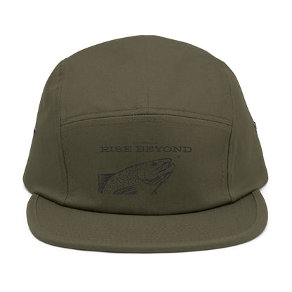 Rise Beyond Fish Embroidered 5-Panel Cap — Outdoor Fishing Hat