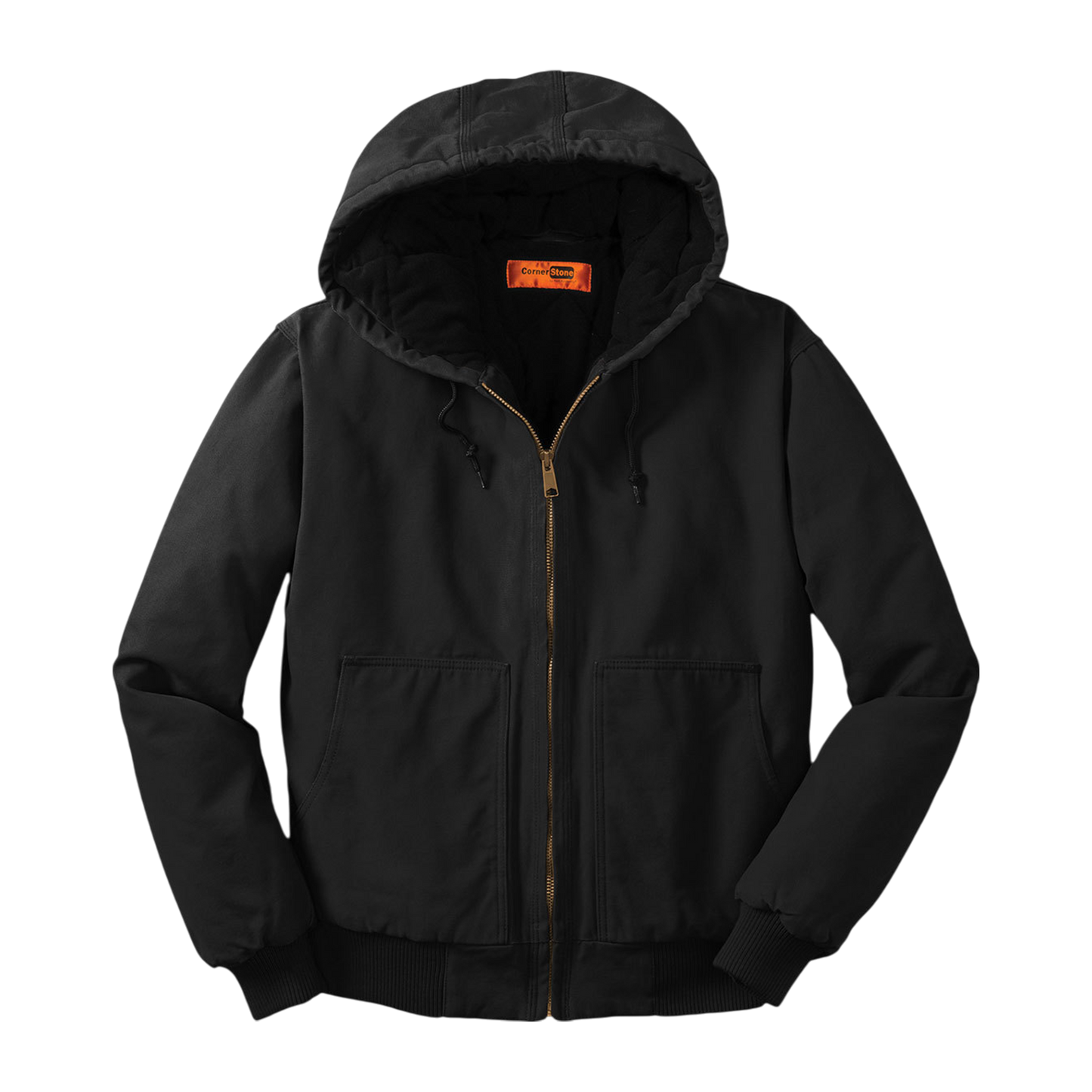 Embroidered Men's Duck Cloth Hooded Work Jacket – Durable Workwear with Logo Chest Stitching
