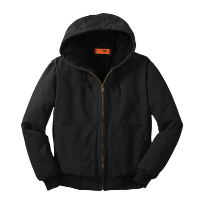 Embroidered Men's Duck Cloth Hooded Work Jacket – Durable Workwear with Logo Chest Stitching