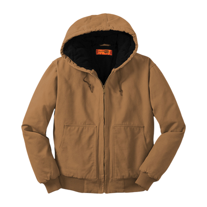Embroidered Men's Duck Cloth Hooded Work Jacket – Durable Workwear with Logo Chest Stitching