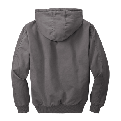 Embroidered Men's Duck Cloth Hooded Work Jacket – Durable Workwear with Logo Chest Stitching