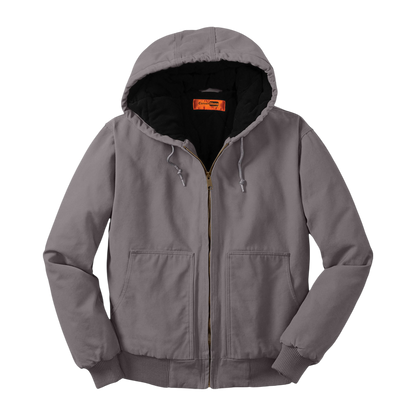 Embroidered Men's Duck Cloth Hooded Work Jacket – Durable Workwear with Logo Chest Stitching