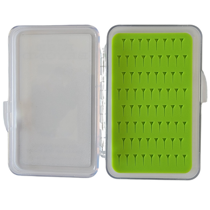 Rise Beyond 72 Slot Fly Box with Clear Cover and Green Foam Fly Secure Insert